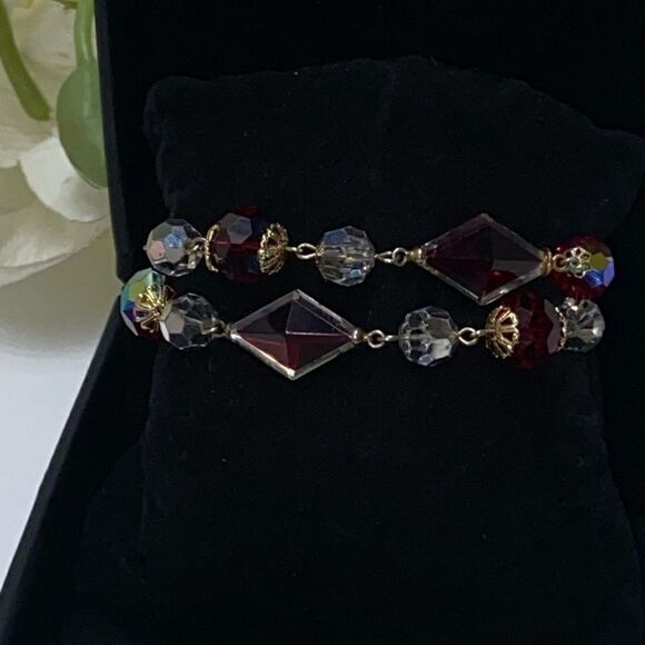 Gorgeous Red Crystal Double Strand Bracelet - Picture 5 of 12